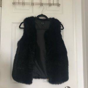 Black Faux Fur Topshop Vest